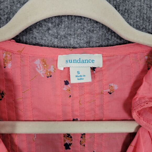 SUNDANCE Pink Floral Ruffle Fairy Lightweight 3/4 Sleeve Feminine Top SIZE SMALL - Picture 6 of 11